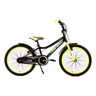 Bicicleta Cross Infantil Fire Bird Rocky R20 1v Frenos V-brakes Color Negro/amarillo Con Pie De Apoyo  