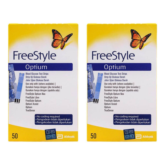 100 Tiras / Cintas Reactivas Abbott Freestyle Optium Y Libre