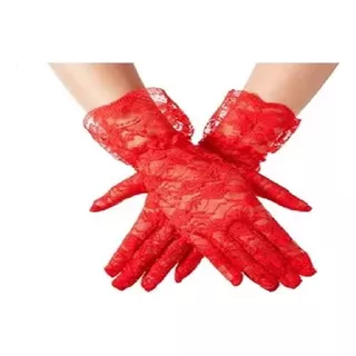 X12guantes Encaje Cortos Rojo Dama Antigua Disfraz Halloween