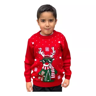 Ugly Sweater / Sueter Navideño Infantil Con Reno Y Galleta