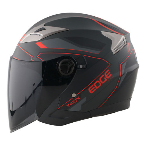 Casco Semi Integral Edge T-rox Certificado Dot Moto + Gafas Color Rojo/gris Tamaño del casco M (57-58 cm)