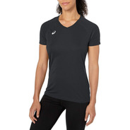 Camiseta Asics Deportiva Para Mujer Dama Negra Running Gym 