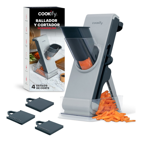 Mandolina Vertical Cookify | Rebanador Cortador De Fruta Y Verdura | 4 Tipos De Corte, Cuchillas Ajustables Para Cortes Precisos. Diseño Seguro Y Ergonómico. 