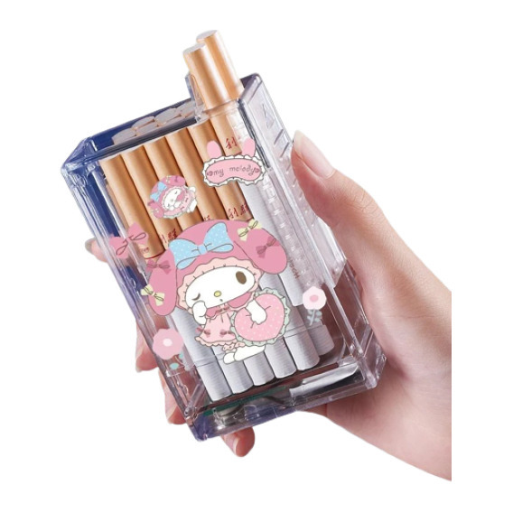 Cigarrera Sanrio Con Encendedor Carga Usb Kawai Transparente