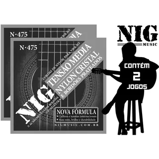 2 Encordoamento Duplo Nig Tensão Média Violão Nylon Nig N475