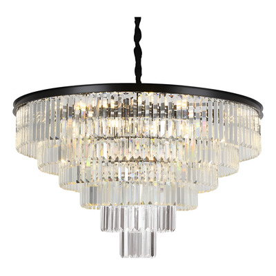 Lampara Colgante Cristal 80cm 6 Pisos Negro 15 Luces E14 Dx