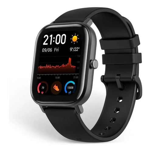 Amazfit Smartband Fashion GTS 1.65" caja de  aleación de aluminio y polímero  negra, malla  obsidian black de  silicona A1914