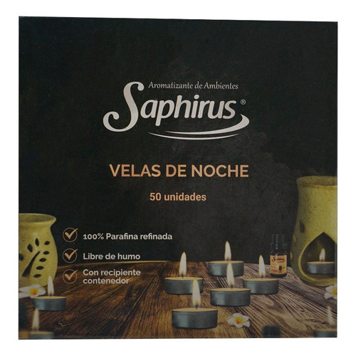 Velas De Noche Saphirus Parafina Sin Perfume Pack X50u