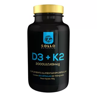 Vitamina D3 + K2 + C 60 Caps (cálcio, Ossos E Imunidade) Sabor Sem Sabor