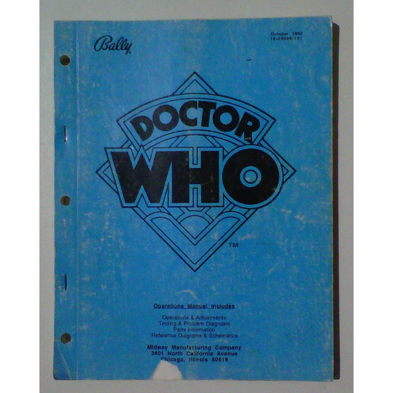 Flipper / Pinball Doctor Who Manual Del Operador Y Esquem.