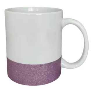 Taza Sublimable/personalizada - Blanca Base Glitter Violeta