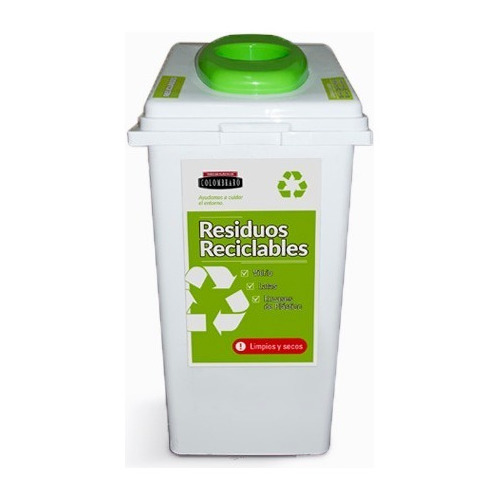 Recipiente Reciclado/basura Colombraro  Adosables 60 Lts Color Verde