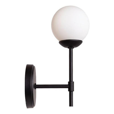 Aplique 1 Luz Negro Globo Opal Apto Led G9 Medusa Deco