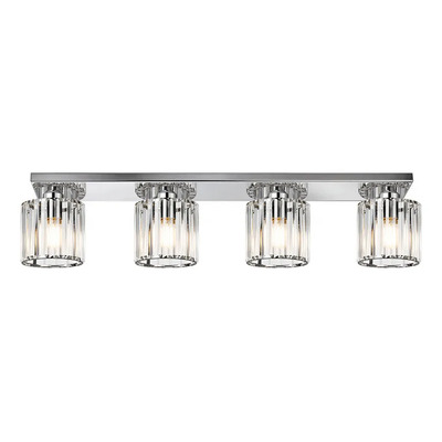 Plafon 4 Luces Prisma R Cristal Cromo 80cm Apto Led E27 Ld Cromo