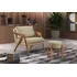 Sillón decorativo de lujo Mona, diseño de tela de madera maciza, color beige y lino