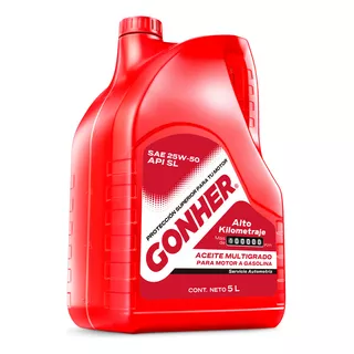 Aceite De Motor Mineral 25w50 5 Lts Gonher Alto Kilometraje