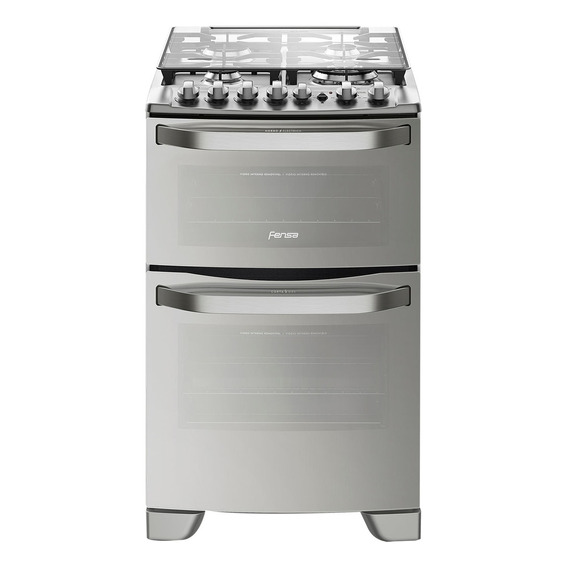 Cocina Fensa 56DXT  gas envasado 4 quemadores  acero inoxidable 220V puerta con visor 100.7L con horno doble