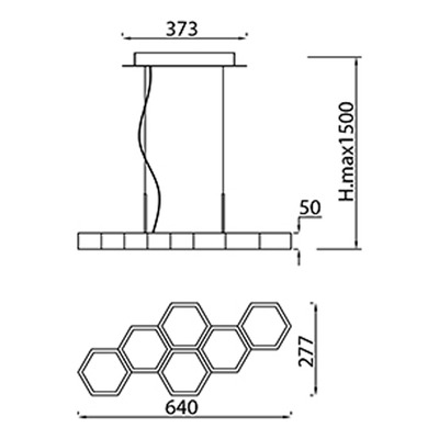 Colgante Led Panal 6 Luces High 36w Blanco Deco Moderno  