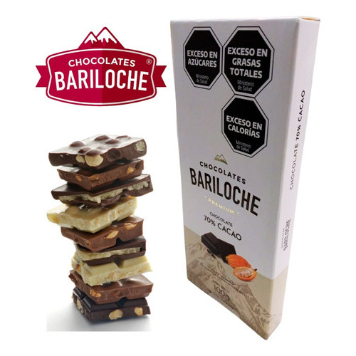 Chocolate Bariloche 70% Cacao Con Almendras X 100g- Premium