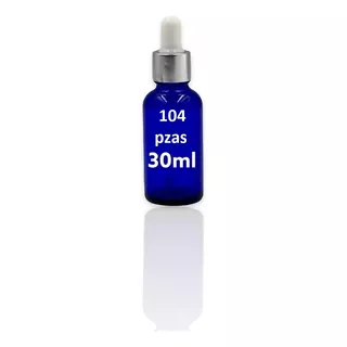 100 Goteros 30ml Vidrio Azul, Blanco/plateado