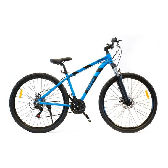 Mountain bike Randers BKE-2129 M frenos de disco mecánico cambios Shimano TZ500 color azul/negro con pie de apoyo