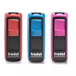 Trodat Pocket Printy ( 9511 ) Cor Do Exterior Azul / Preto, Cinza/preto, Verde/azul, , Vermelho/preto, Rosa/preto, Preto/preto, Branco/preto. Cor Da Tinta Preta