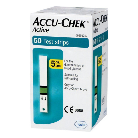 Tira Reactiva De Glucosa Accu Check Active Caja Con 50 Pzas