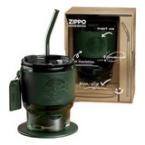 Copo Para Café De Vidro Com Tampa Marca Zippo 340ml Verde