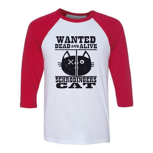 Camiseta 34 Raglán Algodón Personalizada Gato Schrodinger 