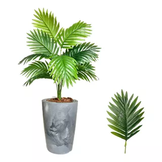 Palmeira Planta Artificial Com Vaso Marmorizado Polietileno