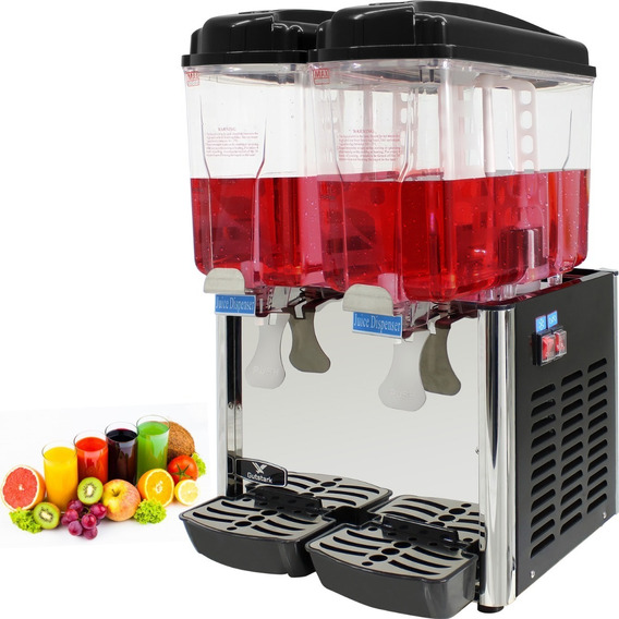 Dispensador Agua Fresca Jugo 36 Litros Enfriador 2 Tanques Color Negro