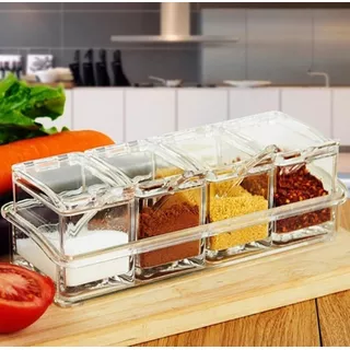 Especiero Dispensador De Cristal Para Condimentos Cocina Color Transparente