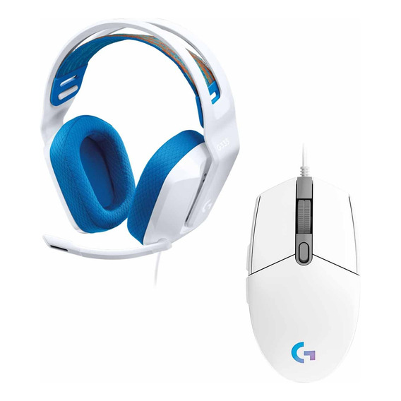 Audifono Gamer Logitech G335 + Mouse Logitech G203 Blanco
