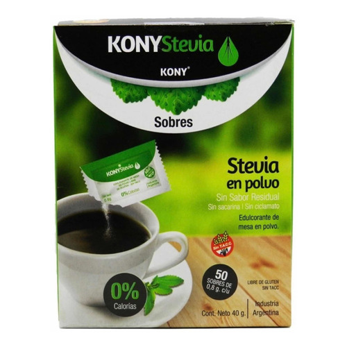 Konystevia edulcorante stevia en polvo caja 50 sobres 0,8 gr sin tacc