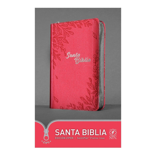 Biblia Ultrafina Ntv Con Cierre, Simil Piel Flores Rosa