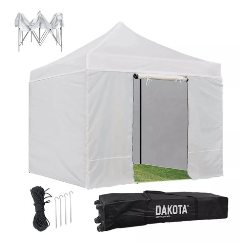 Gazebo Dakota Gz33p4 3x3 Autoarmable Paredes + Puerta + Estacas + Bolso - Color Blanco