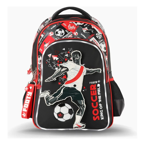 Mochila Espalda Futbol 18 Pulgadas Rojo Con Luz Led - Footy Color Futbol F2223 Roja