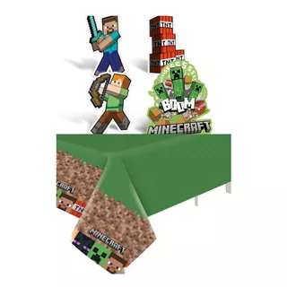 Kit Festa Minecraft - Decoração De Mesa E Toalha - Cromus 