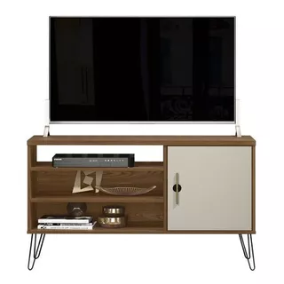 Rack Linea Brasil Paraty Para Tv Hasta 50  Freijó/off White De Compuesto Mdp Y Mdf