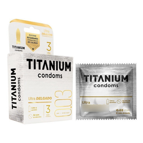 Condones Preservativos Titanium Ultradelgado Liso Sensitivo