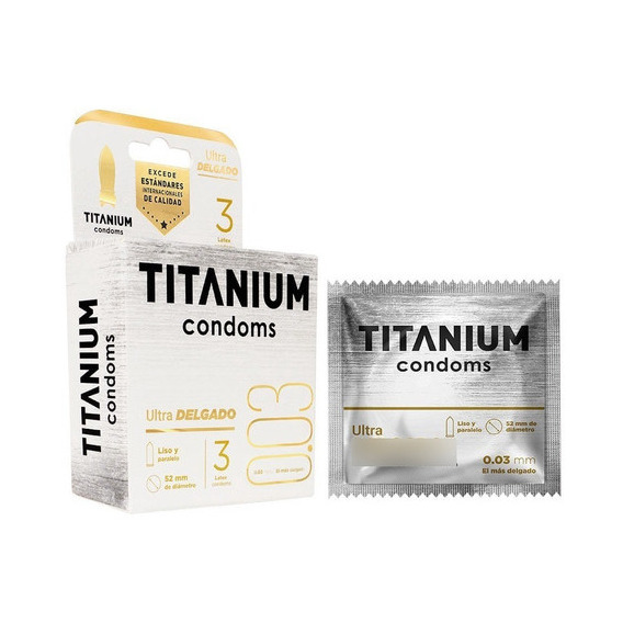 Condones Preservativos Titanium Ultradelgado Liso Sensitivo