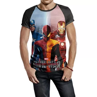 Camiseta Raglan Masculina Guerra Civil  Civil War Ref:425