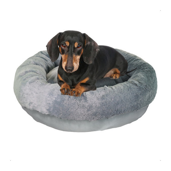 Cama Para Perro Suave Premium Mediana Dona 60 Cm Diámetro Color Gris