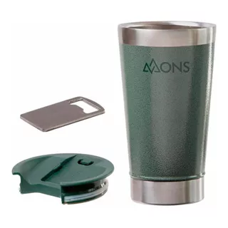 Copo Térmico Inox Mons Sports Com Tampa Verde 473ml Luxo