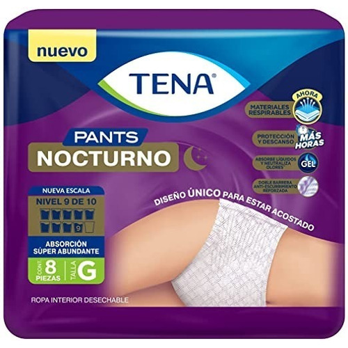 Tena Pants Nocturno Unisex Talla G Ropa Interior 8 Piezas 