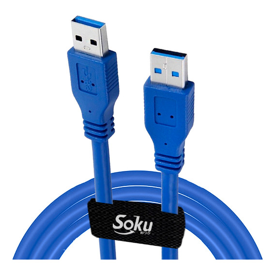 Cable Usb 3.0 Macho A Macho Tipo A 5gbps Datos 1.5 Mt Color Azul claro