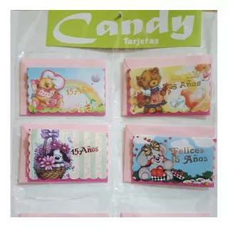 Mini Tarjetas Candy 15 Años C/sobres Regalo X18