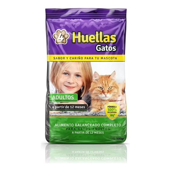 Alimento Para Gatos Adultos 4 Huellas Bolsa X 0,5 Kilo