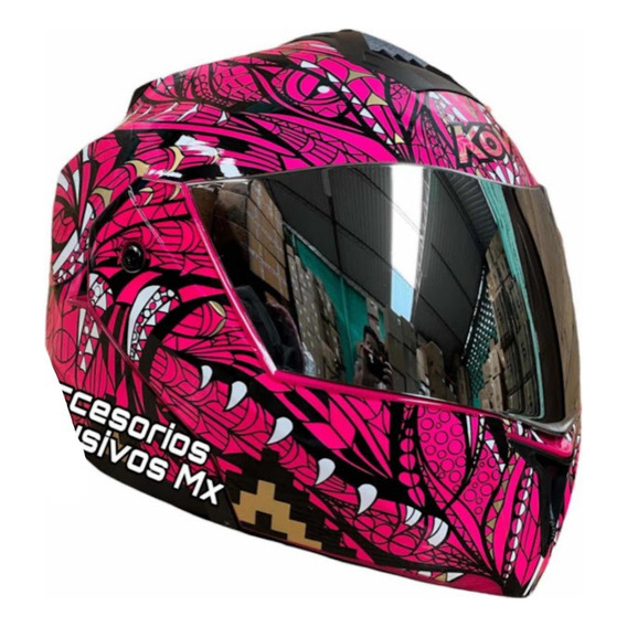 Casco Rosa Mujer Deportivo Abatible Motocicleta Certificado