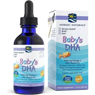 Nordic Naturals Baby's Dha, Sem Sabor - 1050 Mg Ômega-3 + 300 Ui De Vitamina D3 - Apoia O Desenvolvimento Do Cérebro, Da Visão E Do Sistema Nervoso Em Bebês